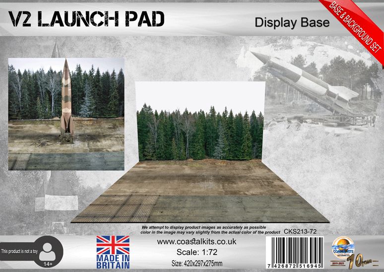 1:72 Scale V2 Launch Pad Base & Background set