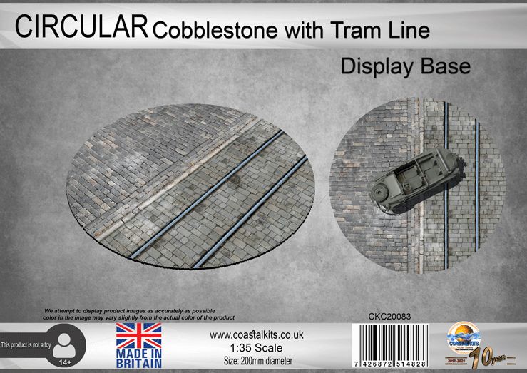 Circular Display Base Cobblestones with Tram Track